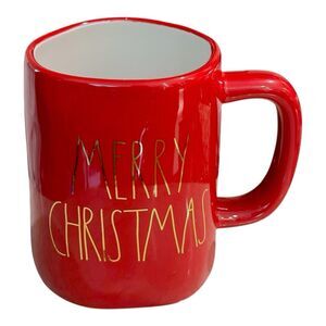 RARE Rae Dunn Artisan Collection "MERRY CHRISTMAS" Red Mug w/Gold Lettering NEW